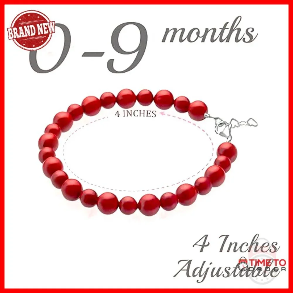 Adjustable Sterling Silver Simulated Pearl Bracelet for Girls 0-9 Months
